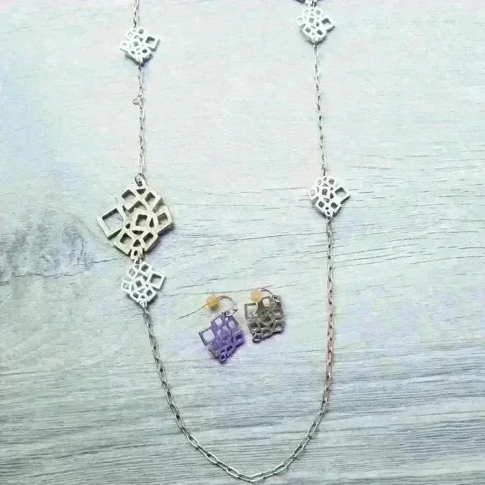 Geometric Costume Jewelry Necklace and Earrings pair set